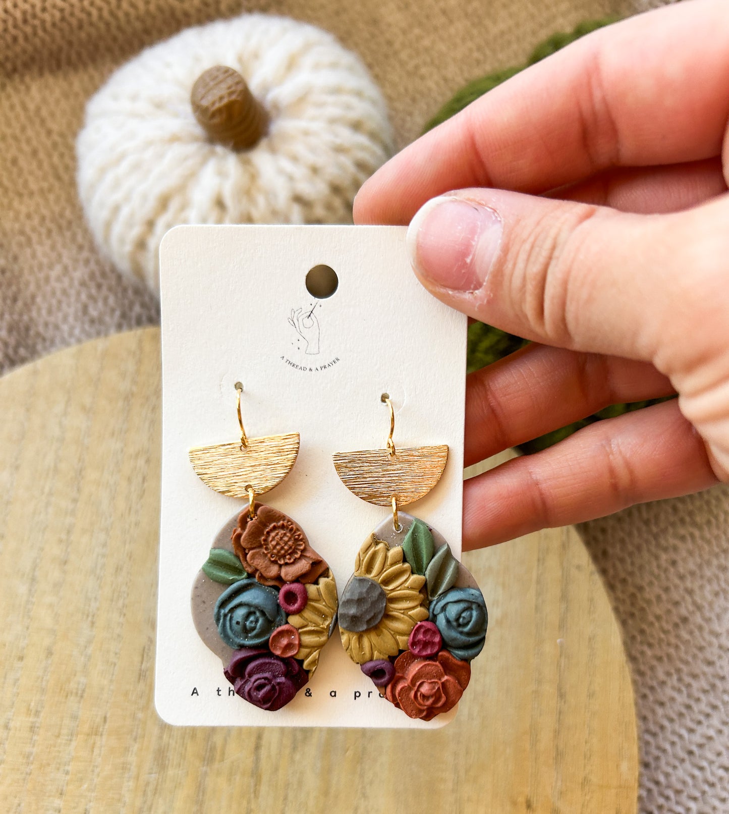 Autumn Flower Garden Clay Dangles | Abstract Earrings | Autumn Jewelry | Handmade Earrings | Fall Styles