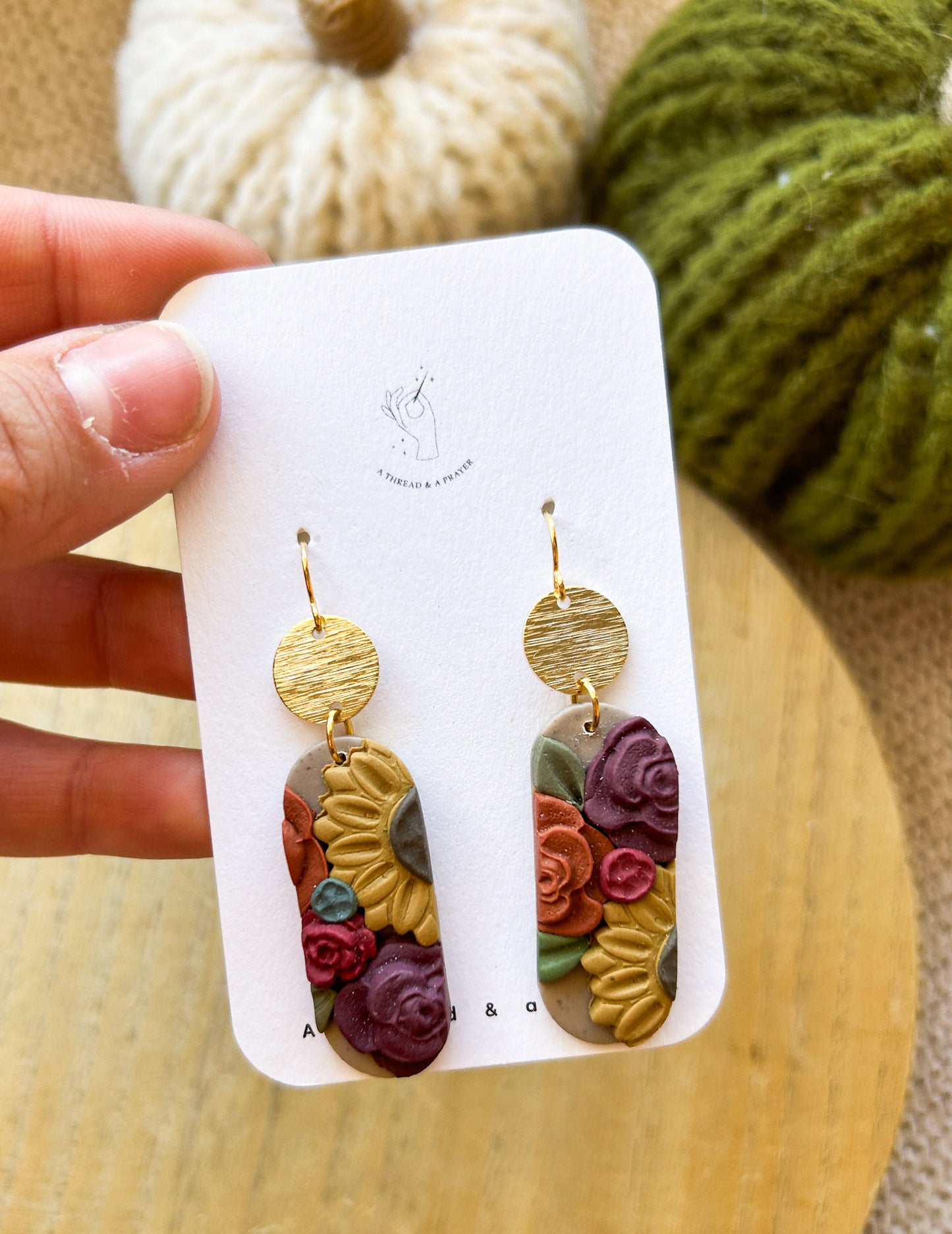 Autumn Flower Garden Clay Dangles | Abstract Earrings | Autumn Jewelry | Handmade Earrings | Fall Styles