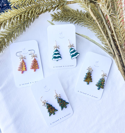 Sparkle & Shine Christmas Tree Dangles | Clay Earrings | Holiday | Stocking Stuffer Ideas | Christmas Earrings | Lightweight