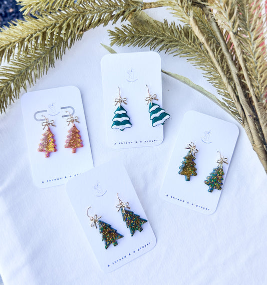 Sparkle & Shine Christmas Tree Dangles | Clay Earrings | Holiday | Stocking Stuffer Ideas | Christmas Earrings | Lightweight