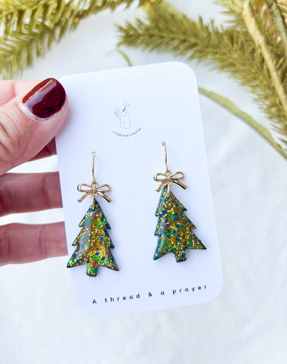 Sparkle & Shine Christmas Tree Dangles | Clay Earrings | Holiday | Stocking Stuffer Ideas | Christmas Earrings | Lightweight
