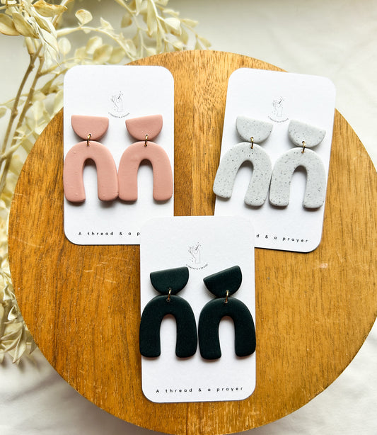 Winter Basics Clay Arch Earrings | Winter Dangles | Cute Jewelry | Handmade Earrings | Winter Styles | Dainty | Lightweight