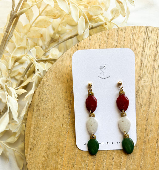 Light up the World Clay Earrings | Christmas Lights | Holiday Styles | Christmas | Stocking Stuffer Ideas | Dangle Earrings | Lightweight