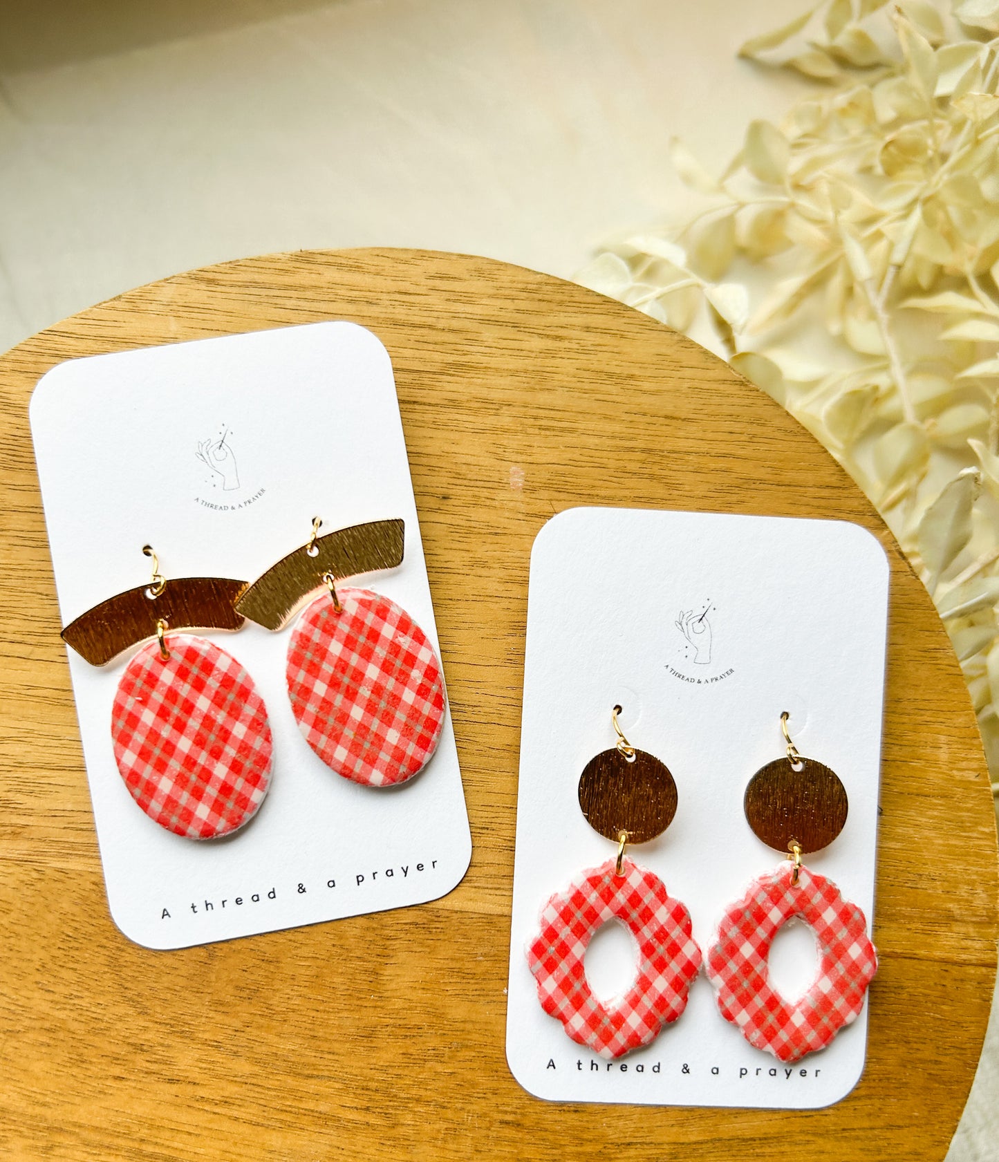 Christmas Plaid Clay Earrings | Christmas Style | Holidays | Red and White | Christmas Colors | Celebrate the Holidays