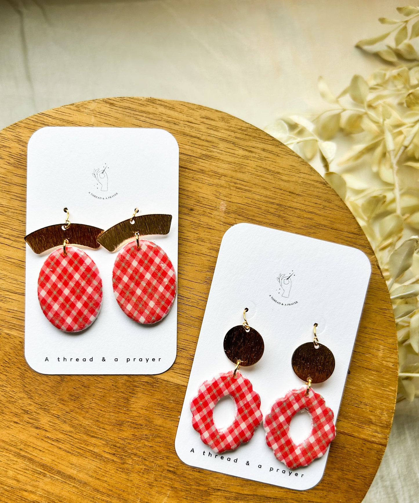 Christmas Plaid Clay Earrings | Christmas Style | Holidays | Red and White | Christmas Colors | Celebrate the Holidays