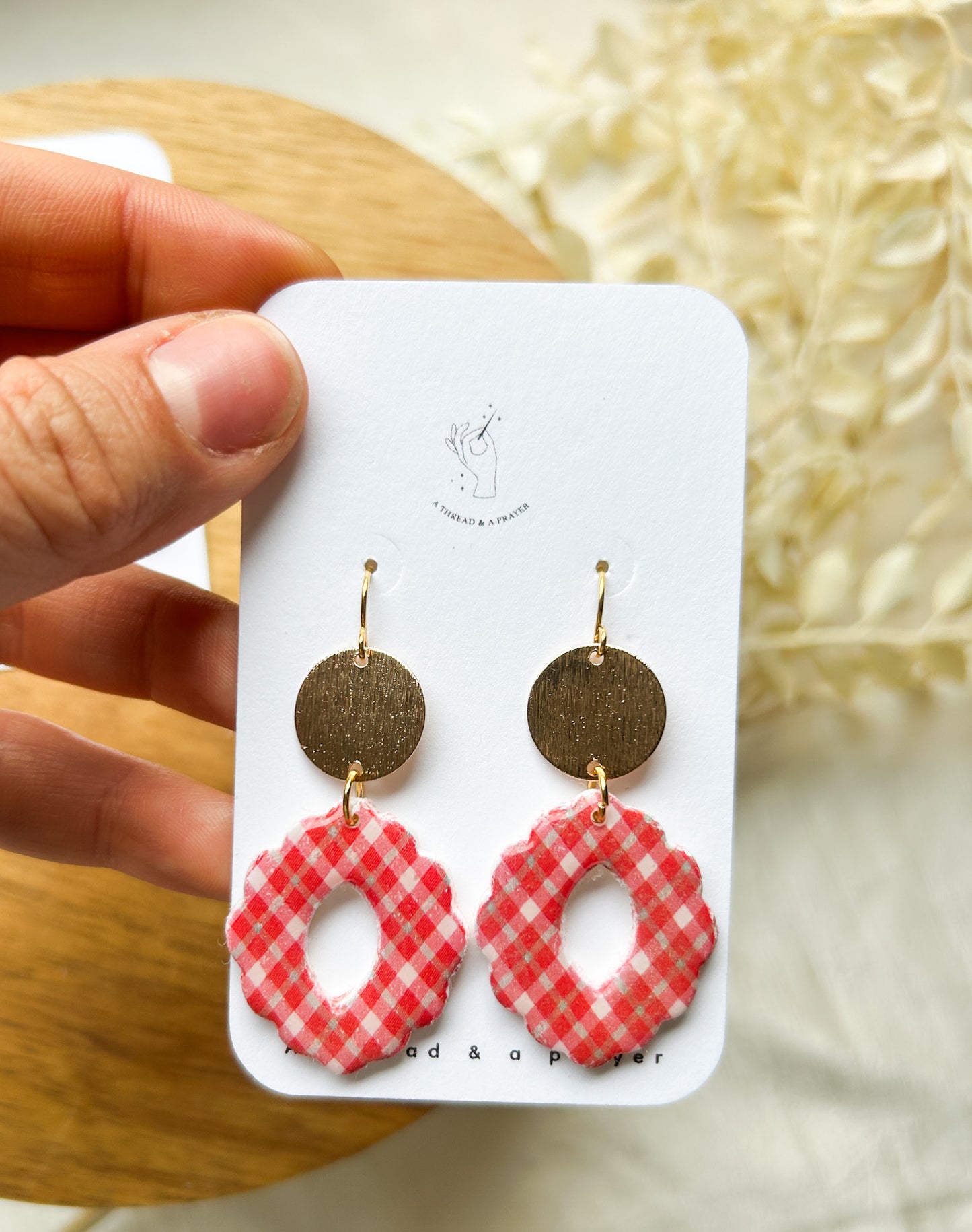 Christmas Plaid Clay Earrings | Christmas Style | Holidays | Red and White | Christmas Colors | Celebrate the Holidays