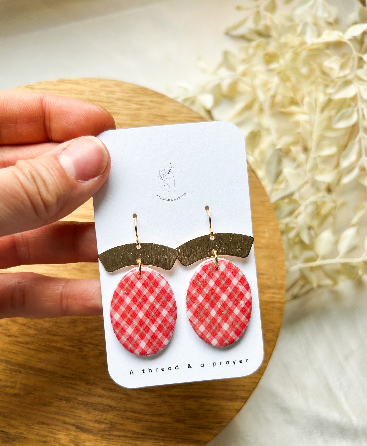 Christmas Plaid Clay Earrings | Christmas Style | Holidays | Red and White | Christmas Colors | Celebrate the Holidays