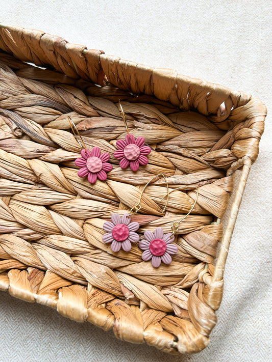 Spring Florals - Small Flower Clay Earrings