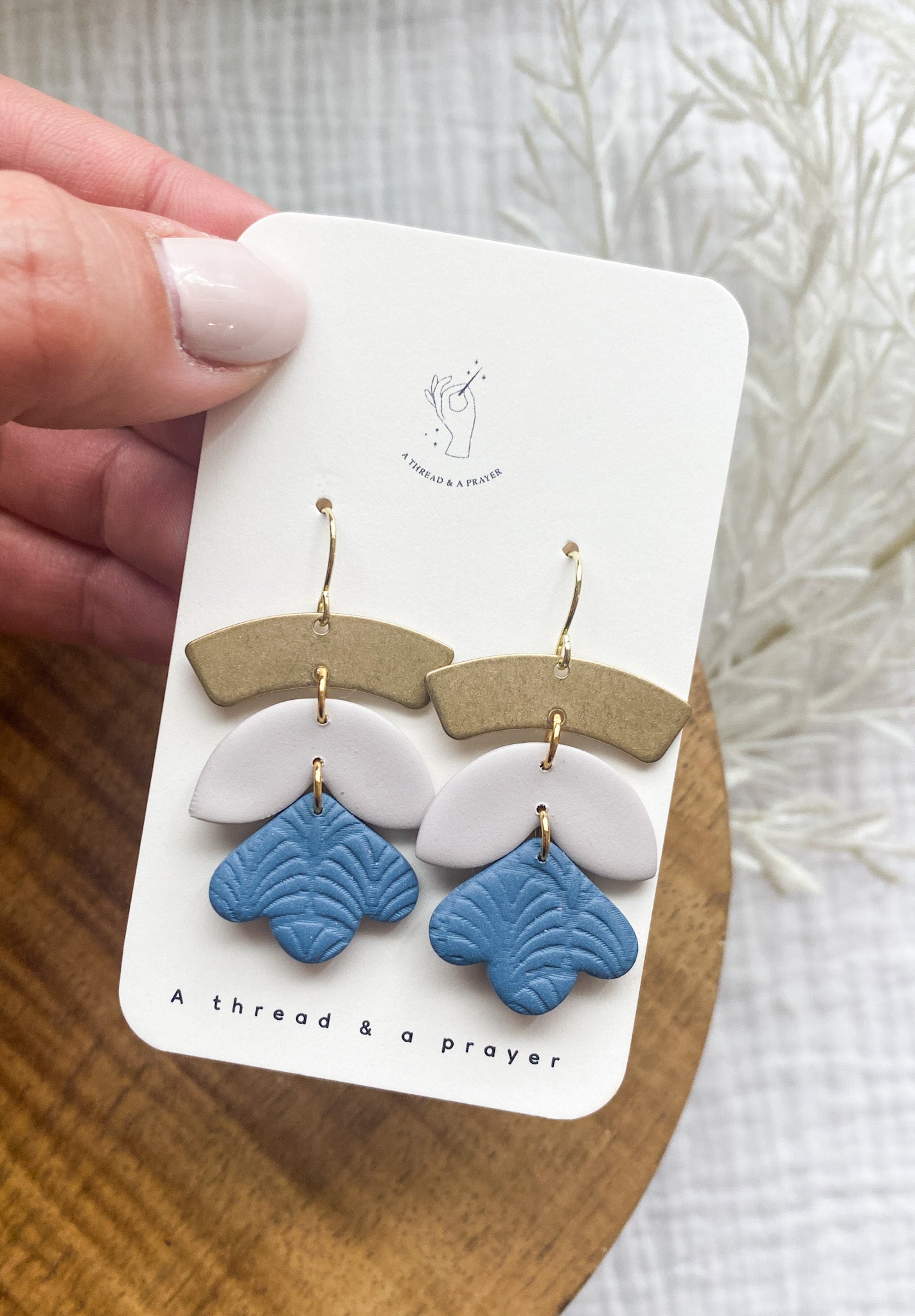 Blue and Ivory Spring Clay Earrings | Spring Style | Everyday Wear  | Basic Earrings