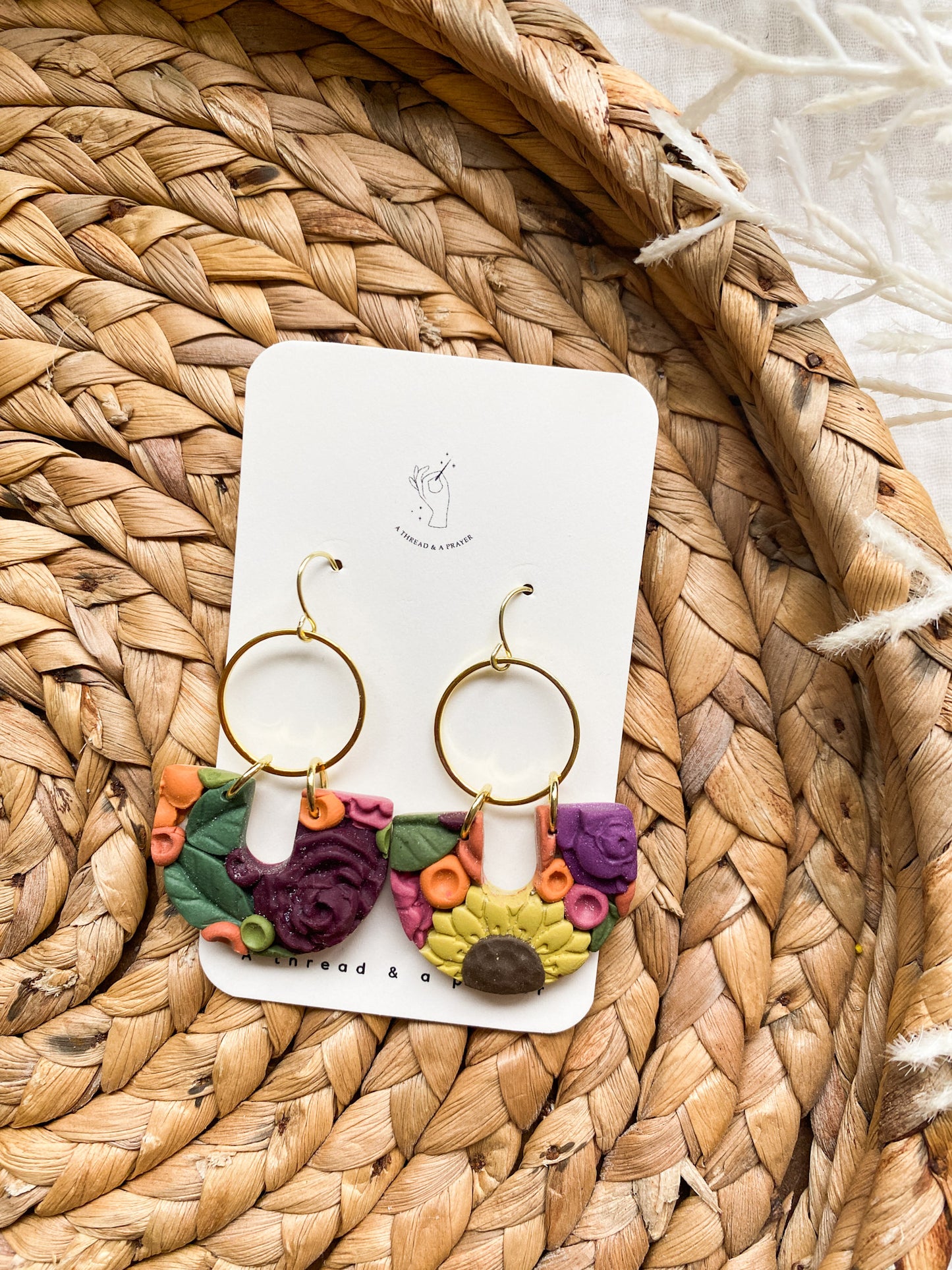 Springtime Colors Floral Earrings | Flower Garden Earrings | Dangle Clay Earrings