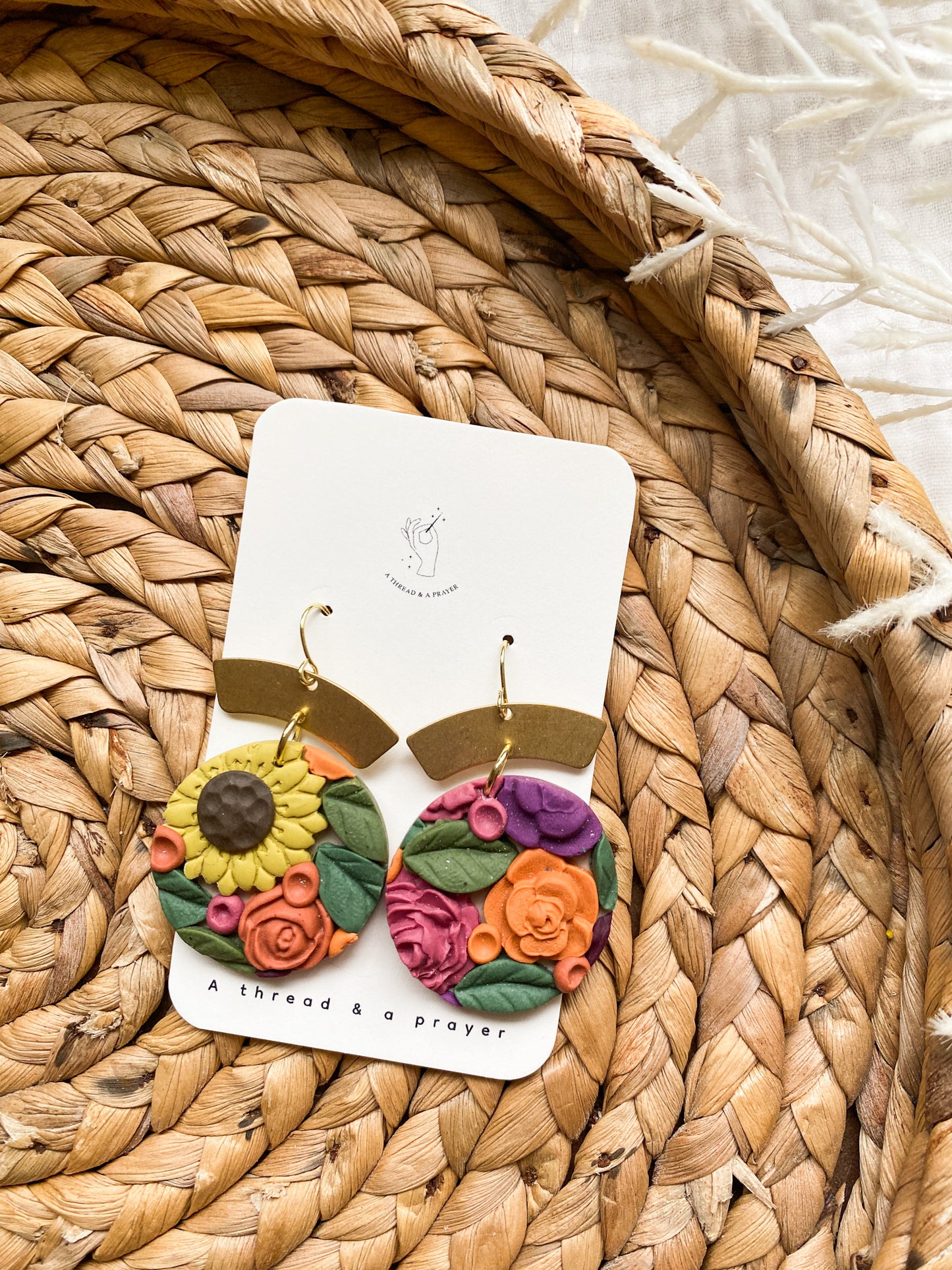 Springtime Colors Floral Earrings | Flower Garden Earrings | Dangle Clay Earrings