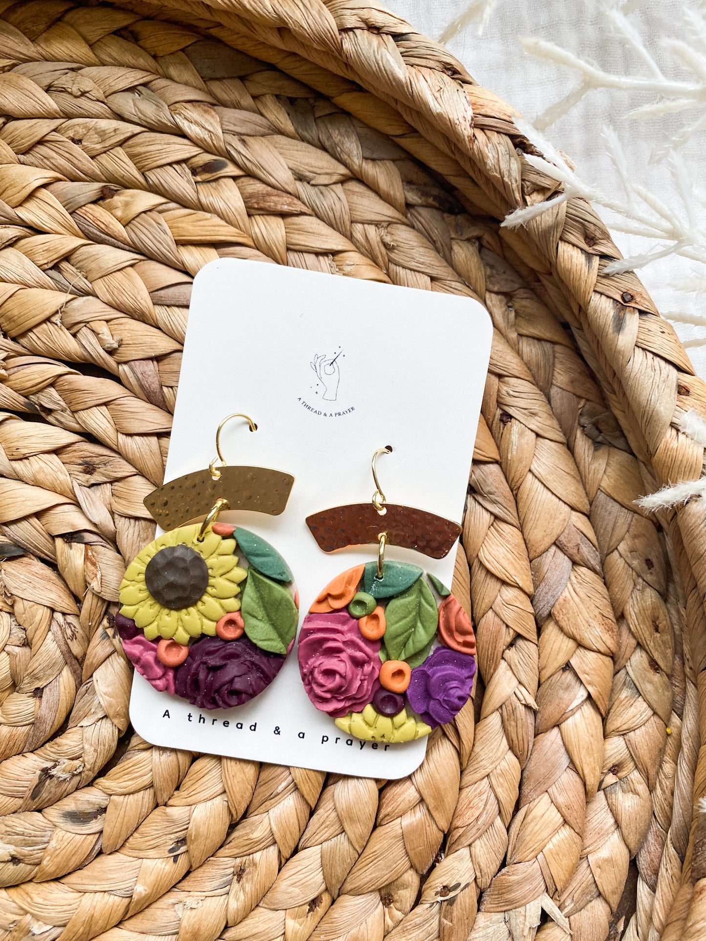 Springtime Colors Floral Earrings | Flower Garden Earrings | Dangle Clay Earrings