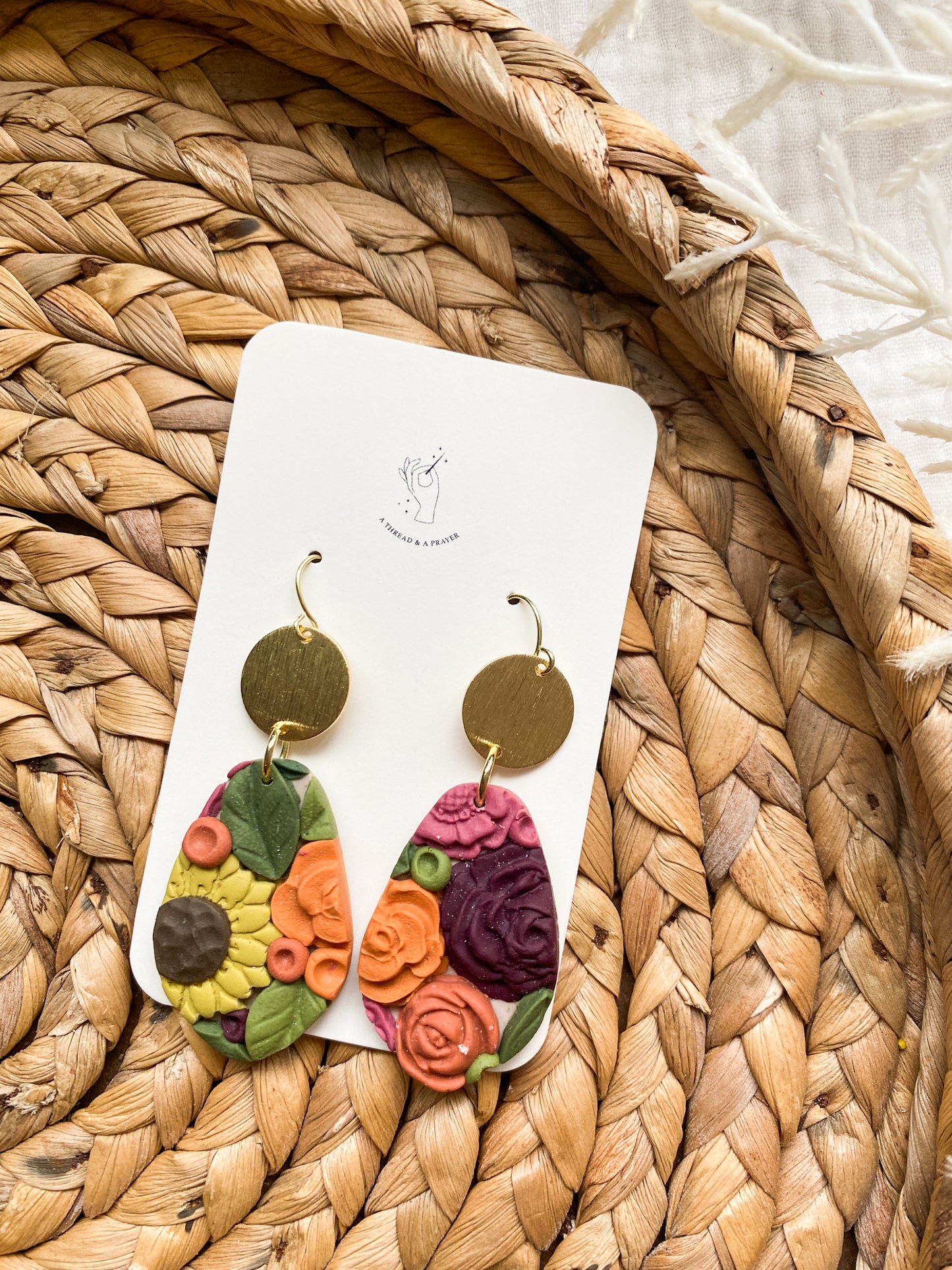 Springtime Colors Floral Earrings | Flower Garden Earrings | Dangle Clay Earrings