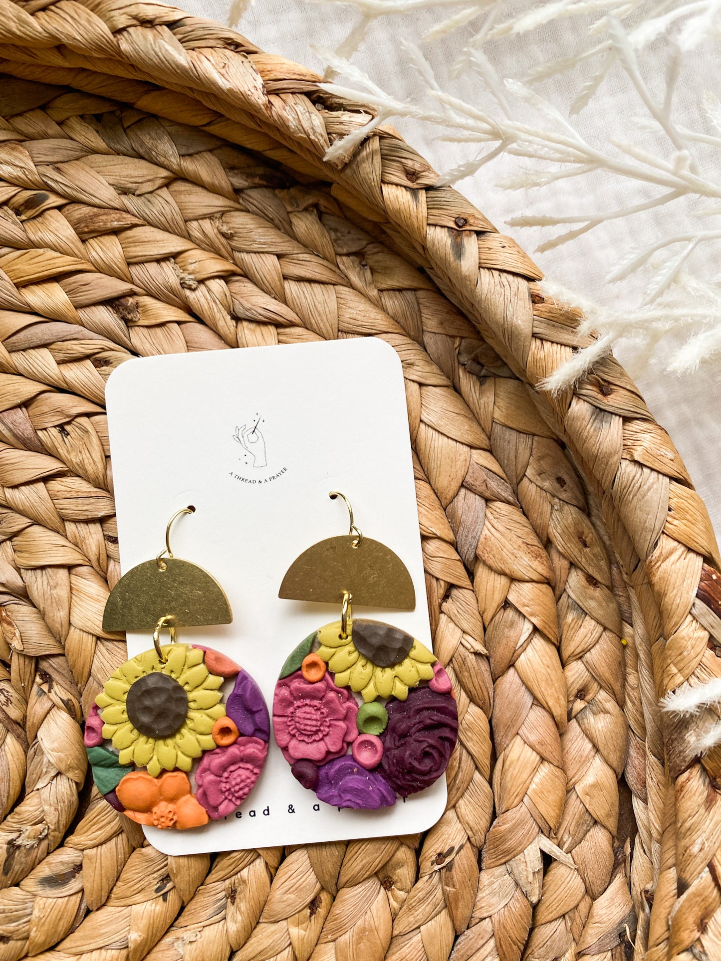 Springtime Colors Floral Earrings | Flower Garden Earrings | Dangle Clay Earrings