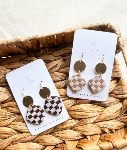 Valentine's Day Checker Earrings | Valentine's Day | Abstract Earrings | Winter Jewelry | Handmade Earrings | Spring Style