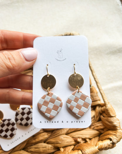 Valentine's Day Checker Earrings | Valentine's Day | Abstract Earrings | Winter Jewelry | Handmade Earrings | Spring Style