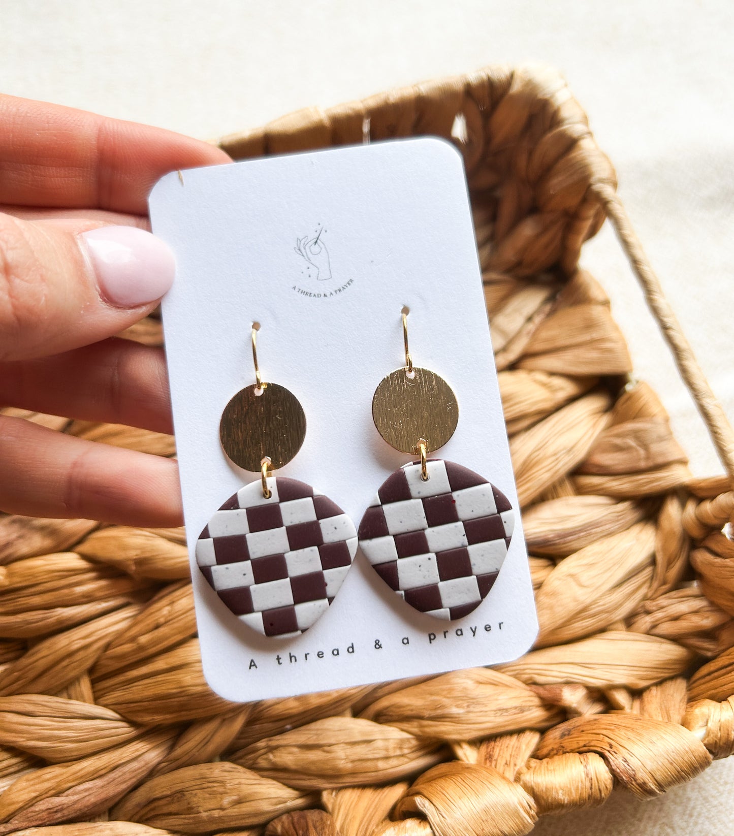 Valentine's Day Checker Earrings | Valentine's Day | Abstract Earrings | Winter Jewelry | Handmade Earrings | Spring Style