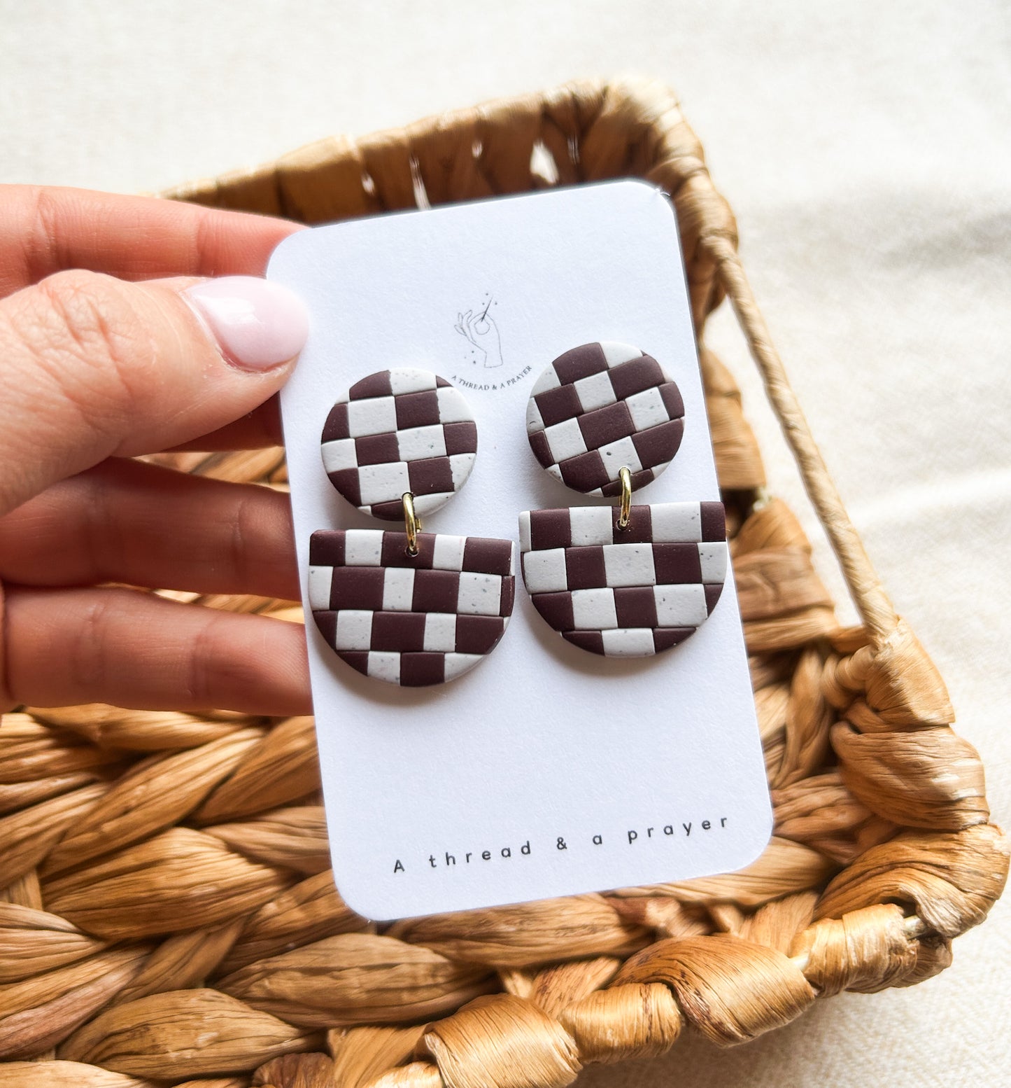 Boho Style Checkered Earrings | Valentine's Day | Abstract Earrings | Winter Jewelry | Handmade Earrings | Spring Style