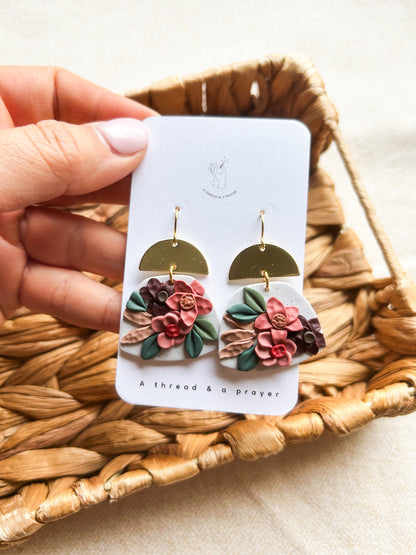 Winter Romantic Floral Design Earrings