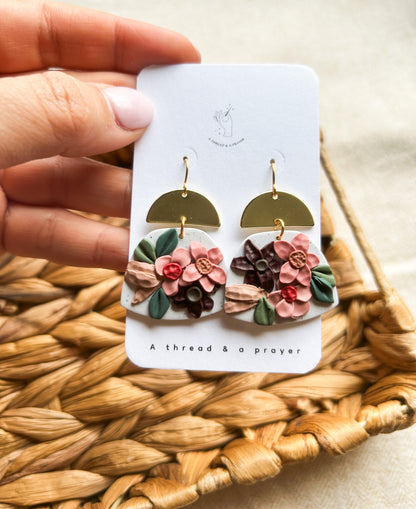 Winter Romantic Floral Design Earrings