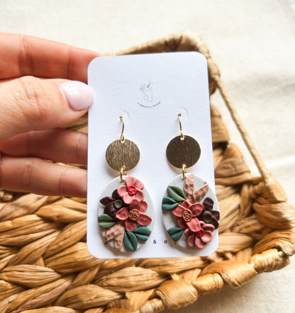 Winter Romantic Floral Design Earrings