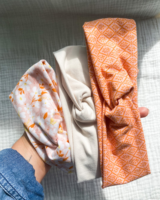 Adult Sized Twist Headwraps | Neutral Style | Comfy Headwraps | Pink | Tan | Floral | Adult Headwraps | Soft Fabric | Baby