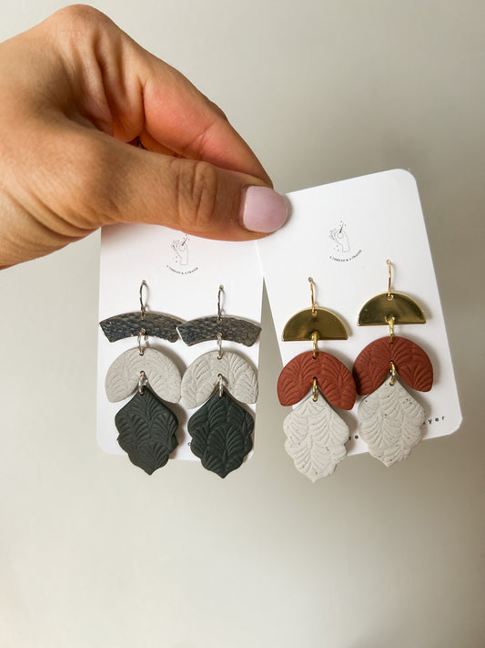 Boho Clay Earrings | Winter | Abstract Earrings | Clay Jewelry | Handmade Earrings | Spring Style | Silver | Gold