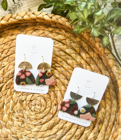 Cute and Whimsical Winter Floral Dangle Earrings