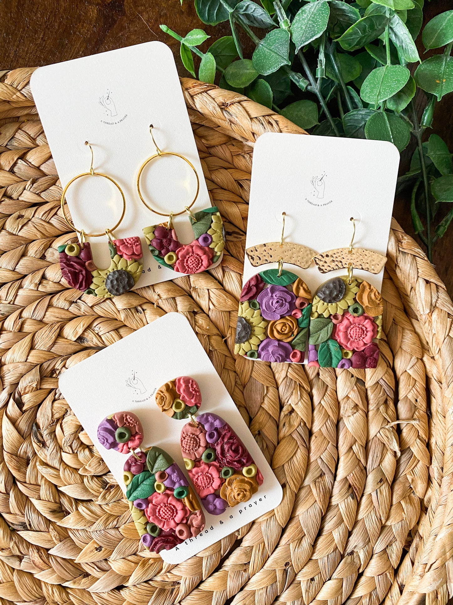 Sunflower Dreams Floral Garden Earrings | Flower Summer Earrings | Dangle Clay Earrings