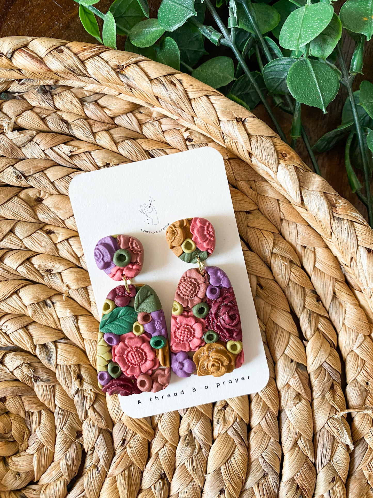 Sunflower Dreams Floral Garden Earrings | Flower Summer Earrings | Dangle Clay Earrings