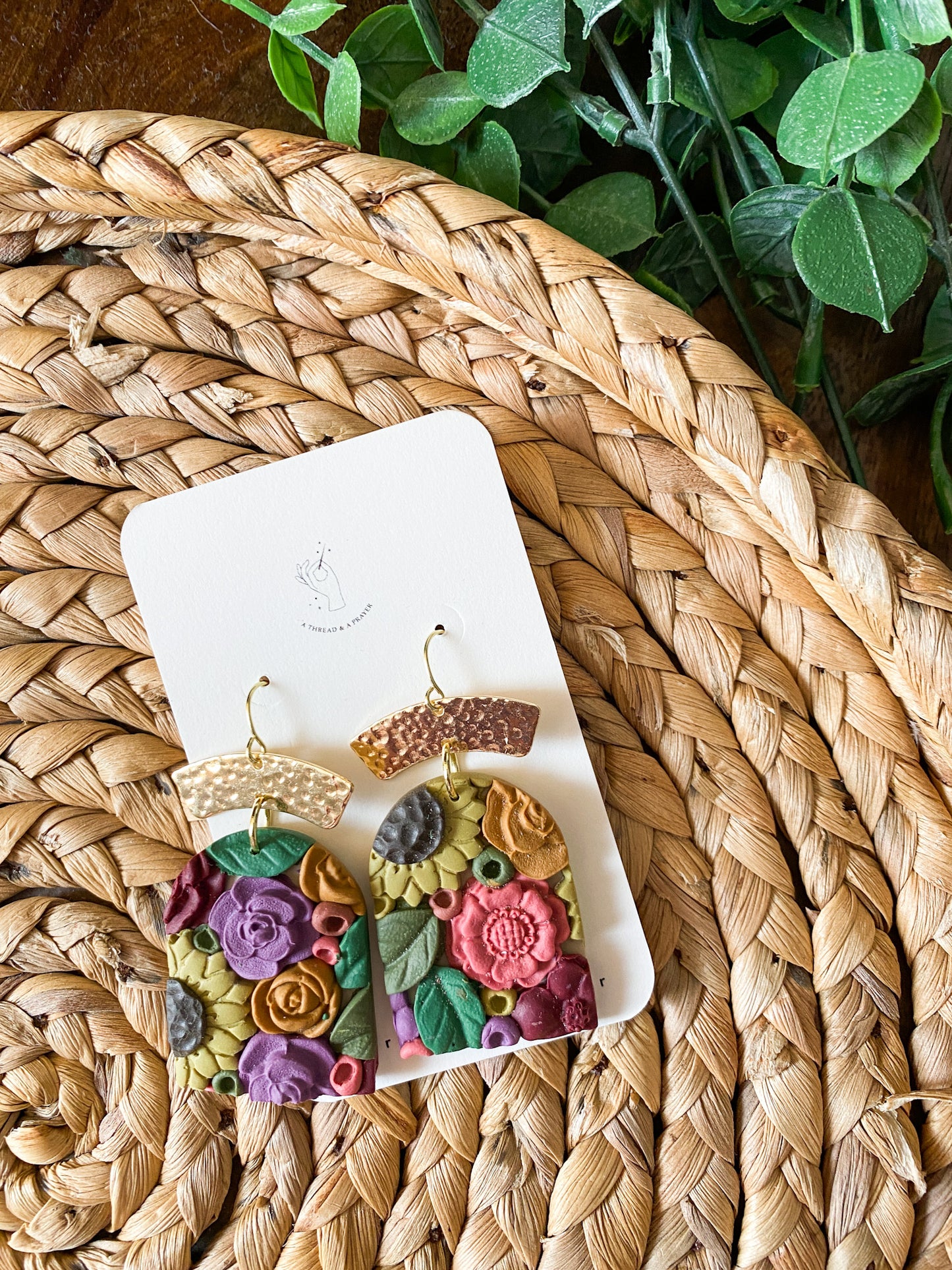 Sunflower Dreams Floral Garden Earrings | Flower Summer Earrings | Dangle Clay Earrings