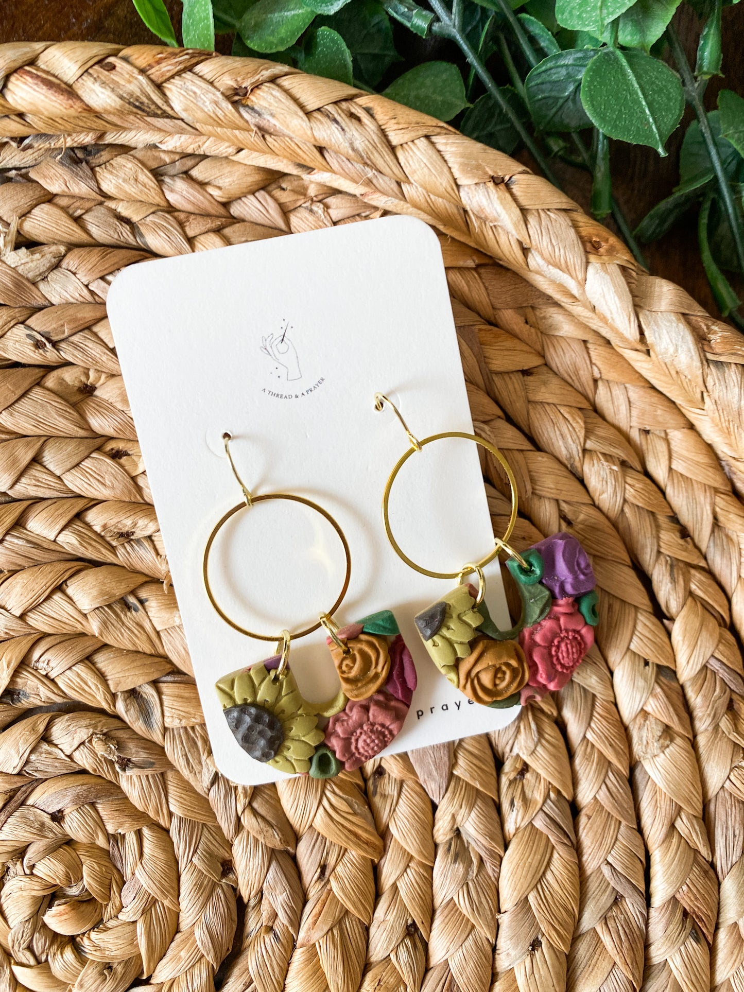 Sunflower Dreams Floral Garden Earrings | Flower Summer Earrings | Dangle Clay Earrings