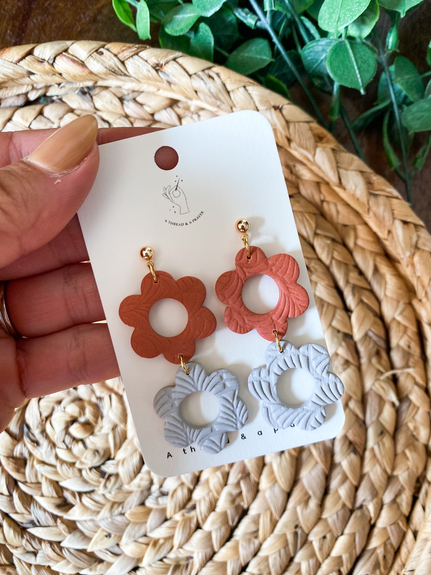 Textured Flower Power Dangles | Floral Earrings | Funky Clay Earrings | Lightweight | Fun and Bright | Summer Color Earrings