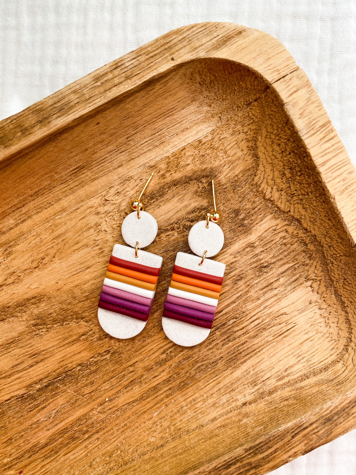 Lesbian Flag Polymer Clay Pride Earrings | Pride Month | Queer Earrings | Rainbow Colors | Dangle Earrings