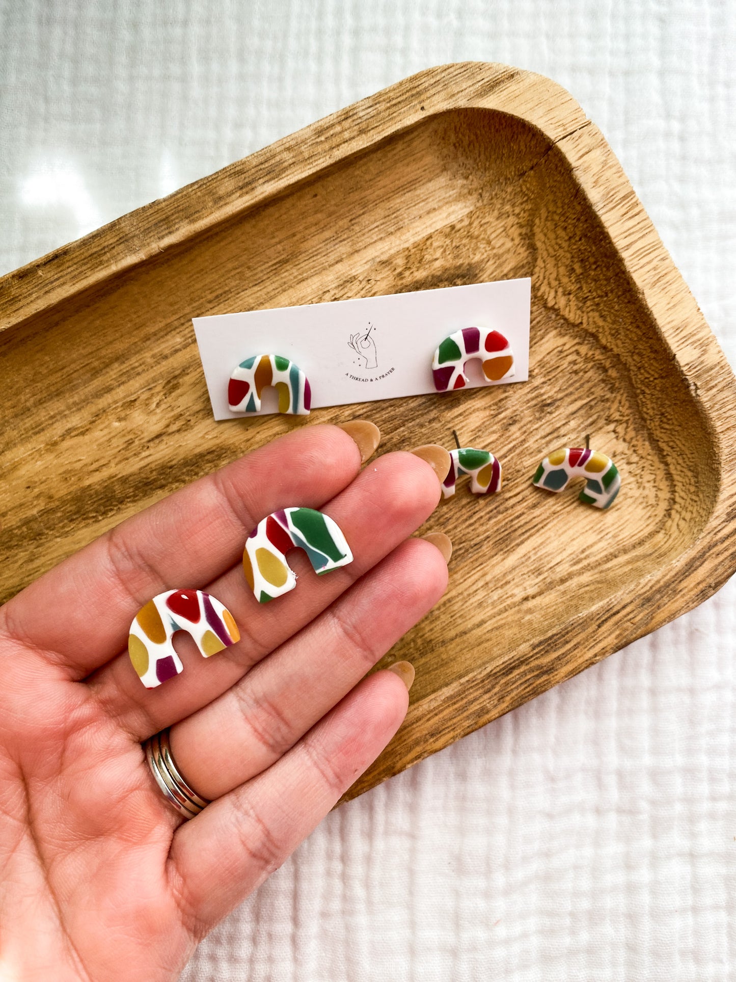 Mini Arch Rainbow Style Pride Earrings | Fun and Pride Earrings | Stud Earrings | Celebrate Pride Month | Cute Earrings | Clay Earrings