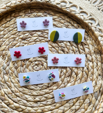 Dainty Spring Stud Earrings | Stained Glass Studs | Floral | Funky Styles | Bright