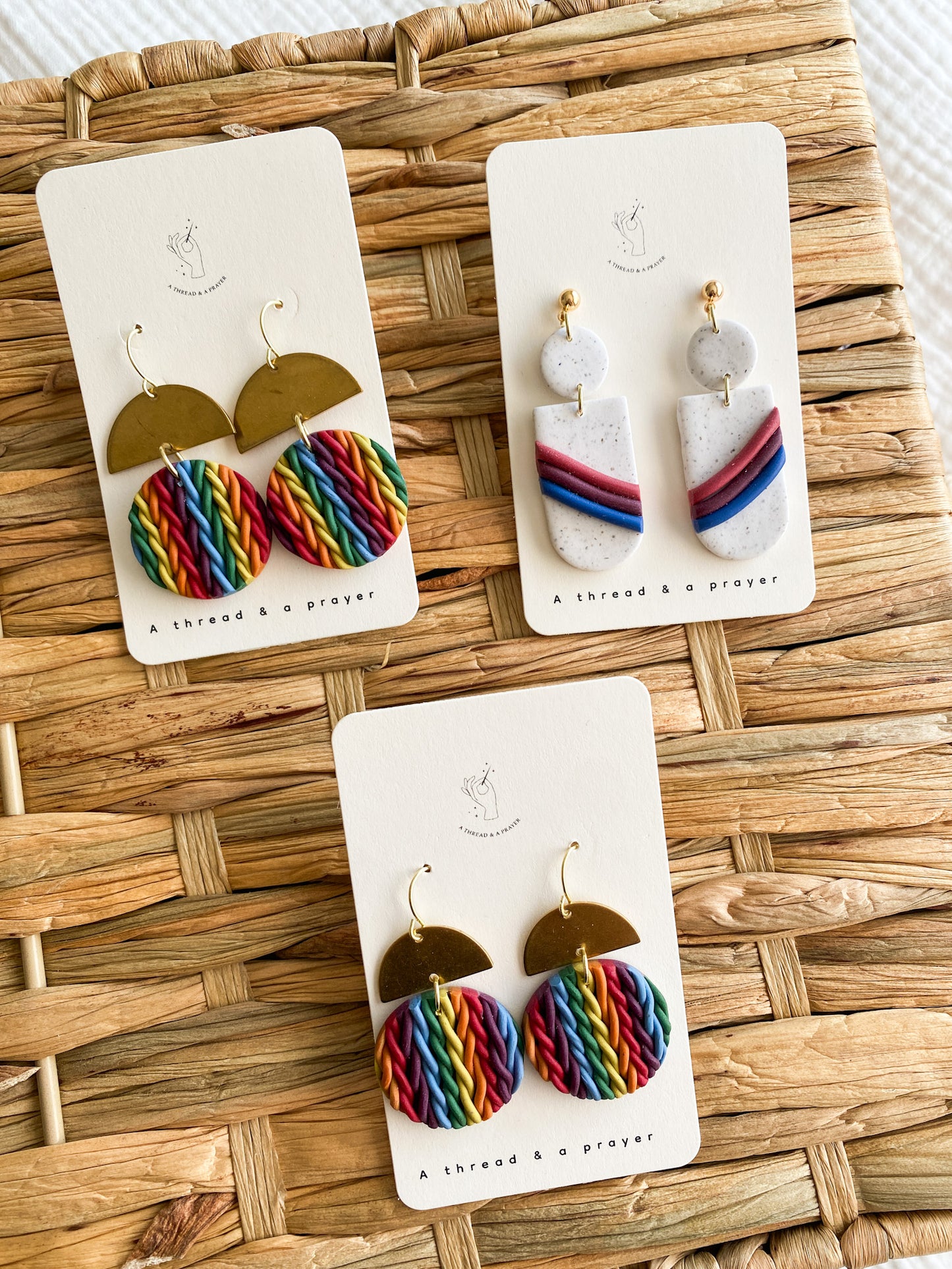 Rainbows Rock Pride Earrings | Knit Style Clay Earrings | Celebrate Love | Pride Month