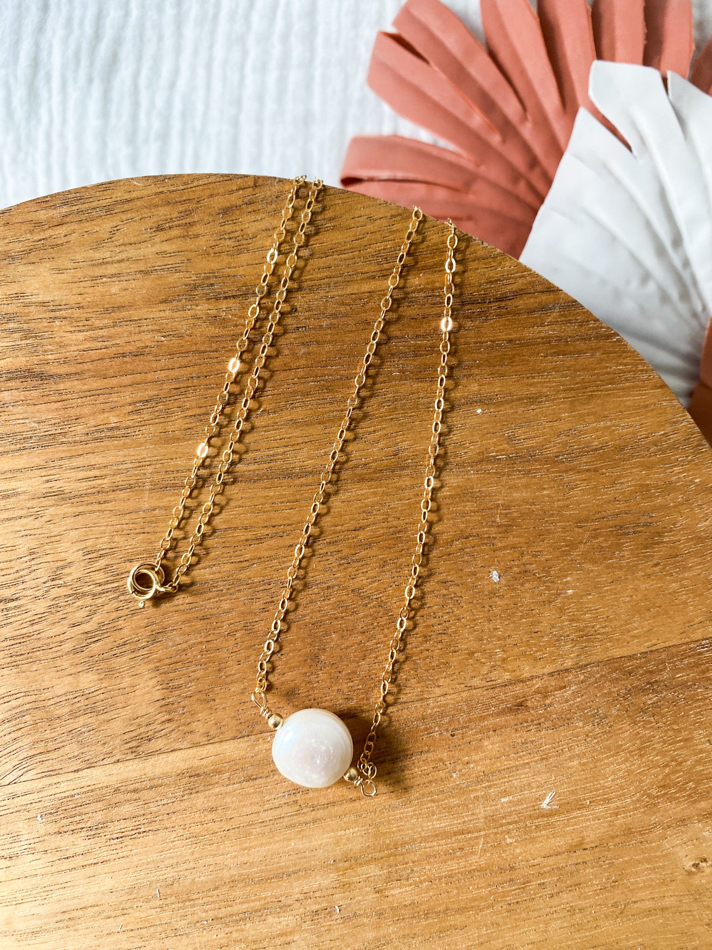 Adorable Chunky Pearl Necklace | Freshwater Pearls |  Gold Fill Necklace | 18 inch Chain