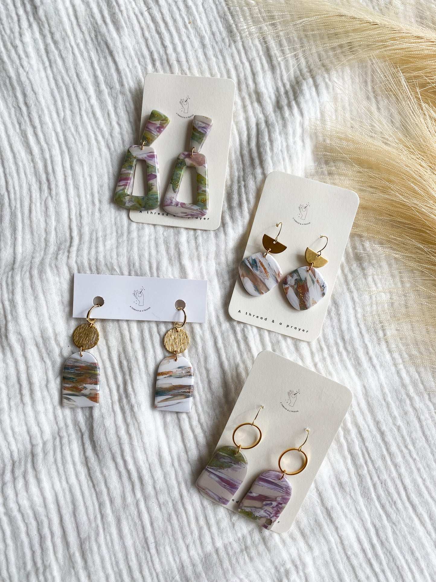 Marble Goodness Clay Earrings | Monet Inspired | Resin Earrings | Lightweight Clay Earrings