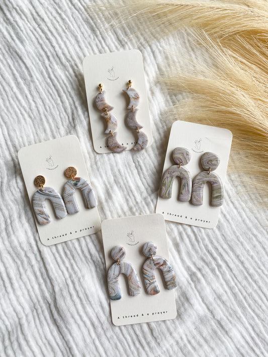 Artist Inspired Marble Earrings | Lily Pad Vibes | Resin Earrings | Lightweight Clay Earrings