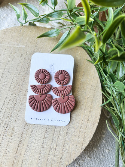 Make a Statement Boho Embossed Clay Earrings | Neutral Earrings | Summer Styles