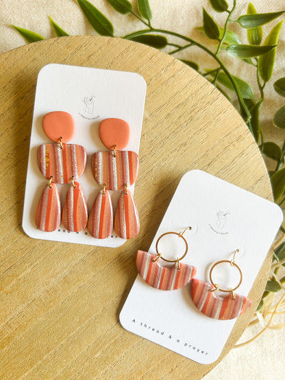 Retro Vibes Striped Coral Clay Earrings | Summer Fashion | Resin Earrings | Statement Earrings | Lightweight