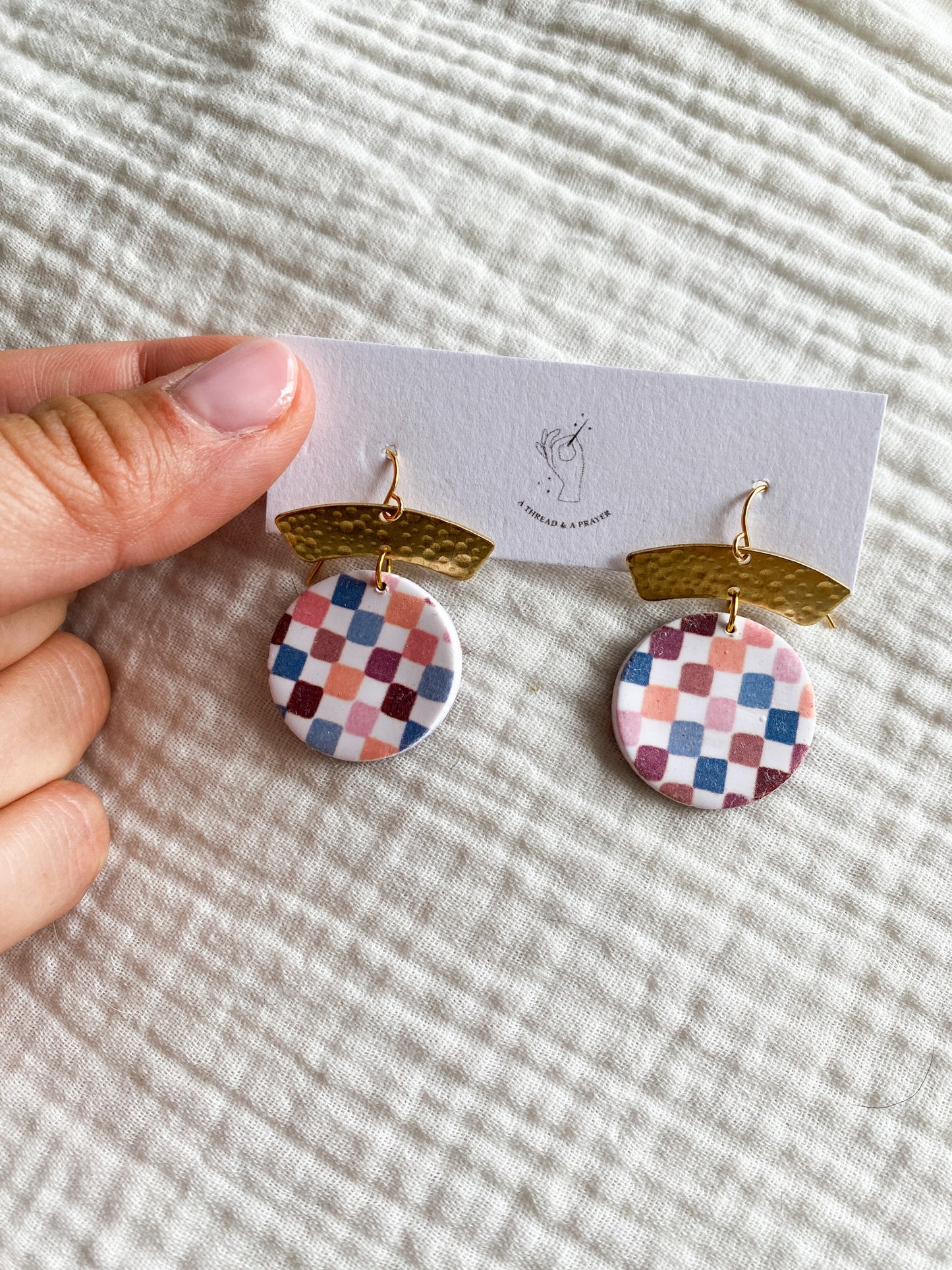 Retro Checkered Clay Earrings | Groovy Baby | Retro Style Earrings | Multi Colored Accessories | Cute and Trendy