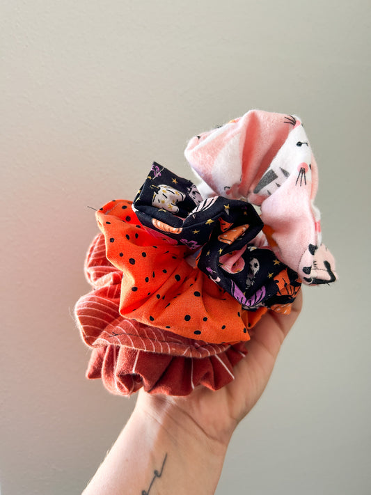 Spooky Season Fall Scrunchies | Handmade Scrunchies | 100% Cotton | Cute Scrunchies | Hair Ties