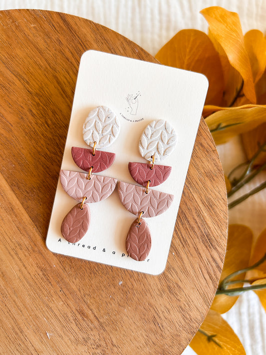 Cozy Sweater Weather Clay Earrings | Shades of Pink | Autumn Earrings | Fall Accessories
