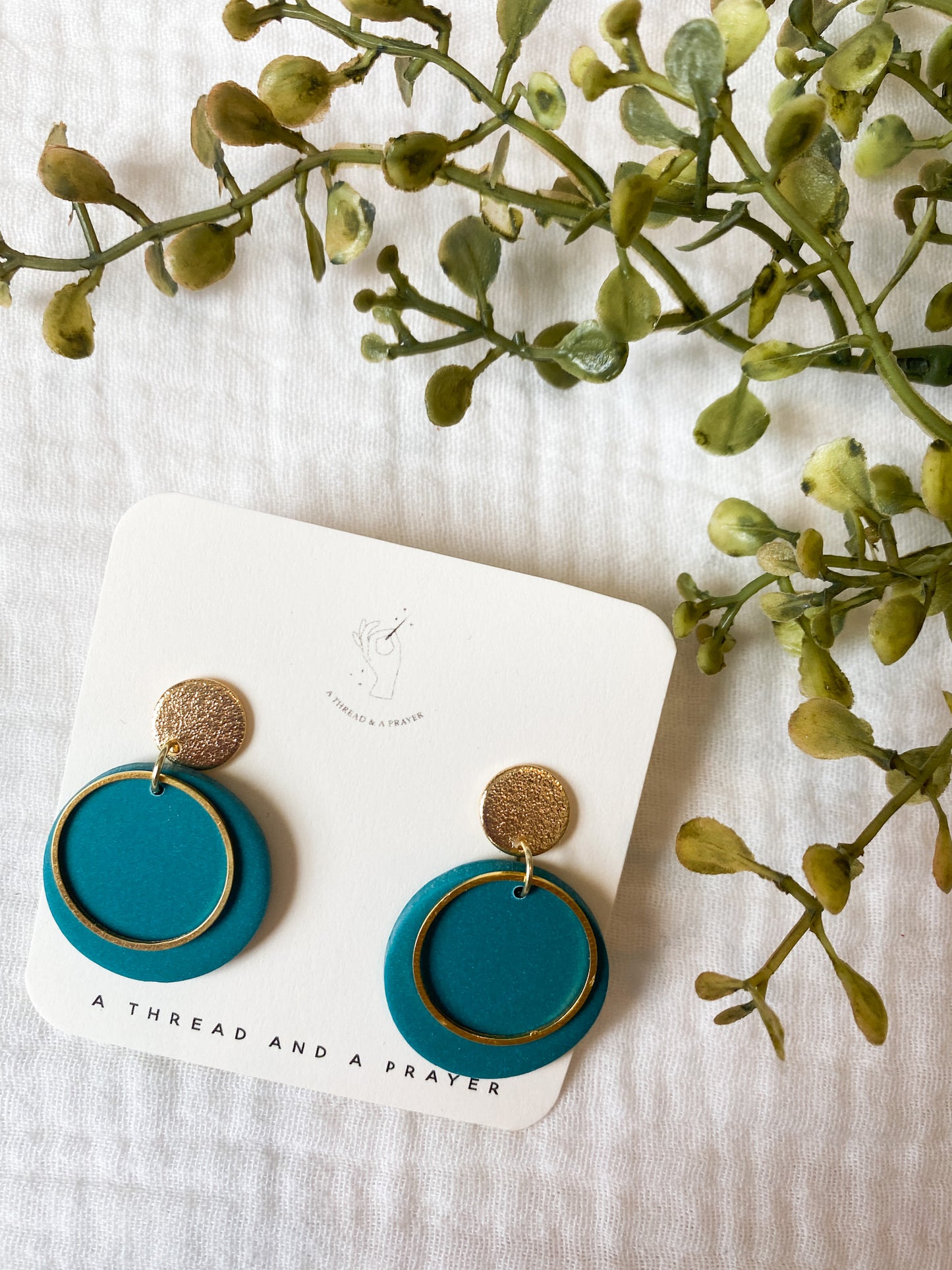 Dainty Turquoise Clay Earrings | Gold Accents | Lightweight