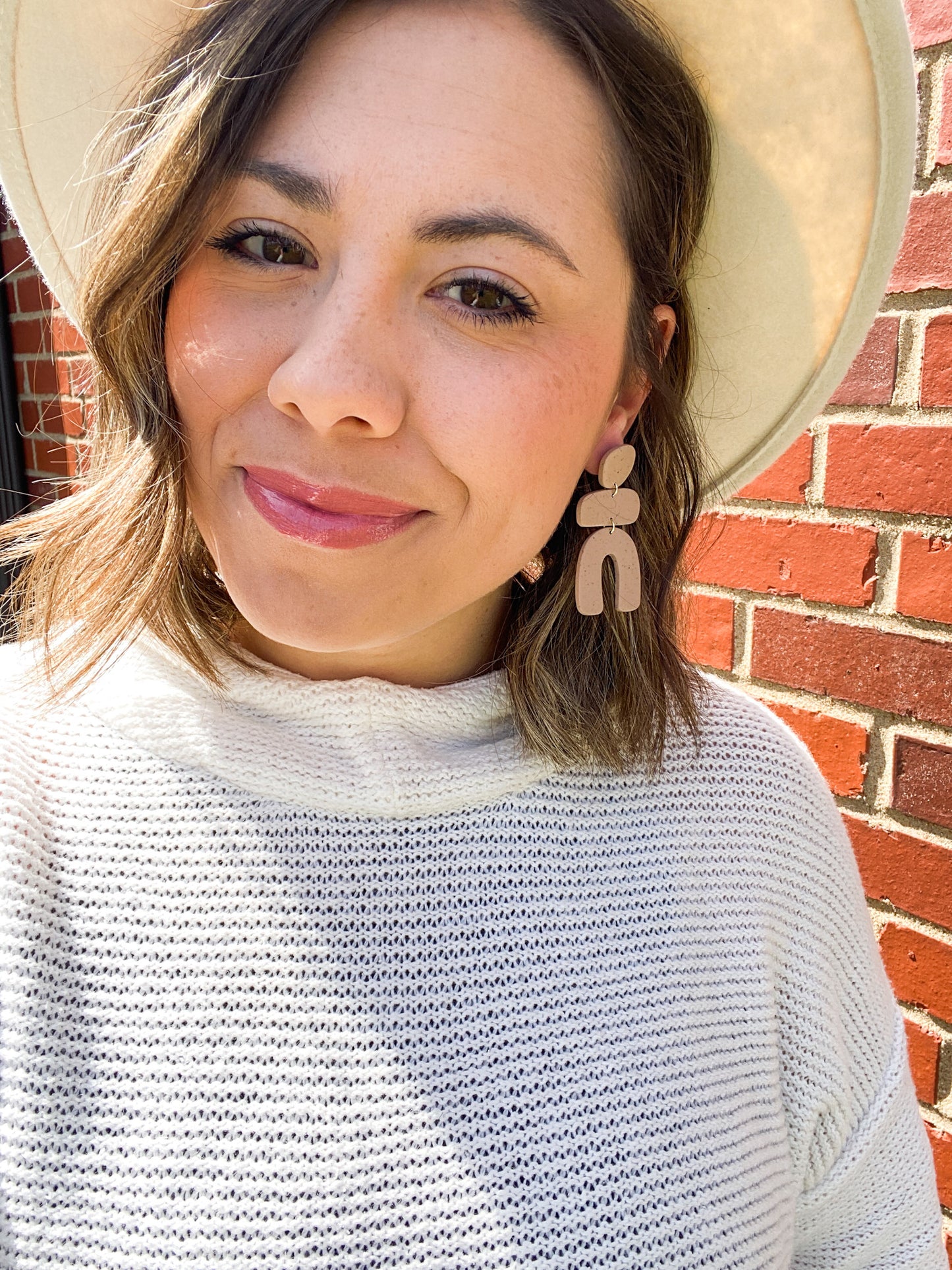 Speckled Sand Statement Earrings | Everyday Wear | Lightweight Clay Dangles
