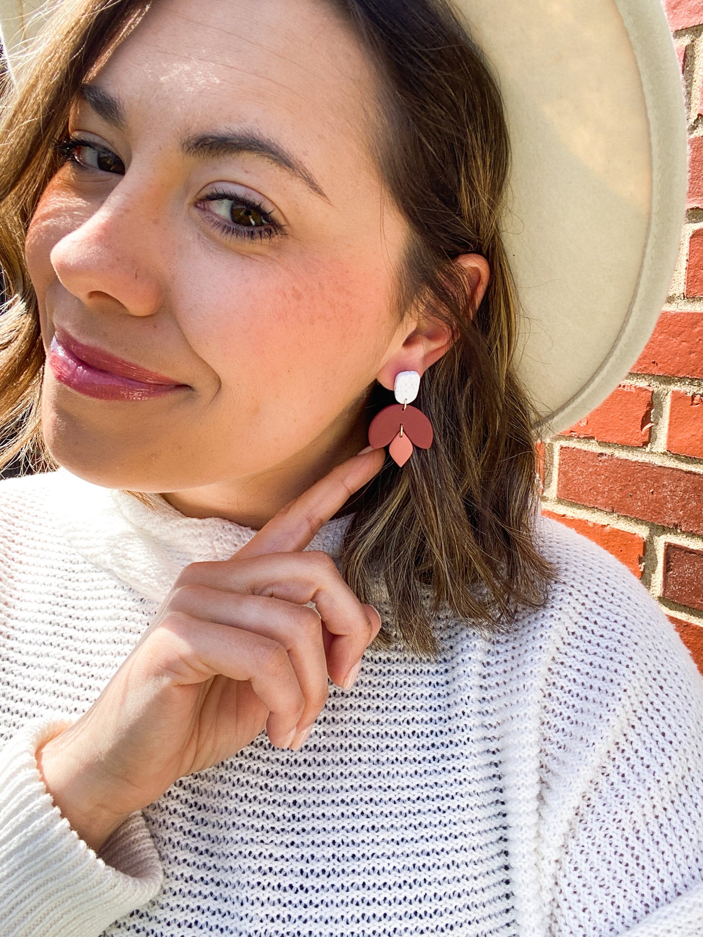 Dainty Pink & Gray Clay Dangles | Summer Earrings | Small Clay Earrings