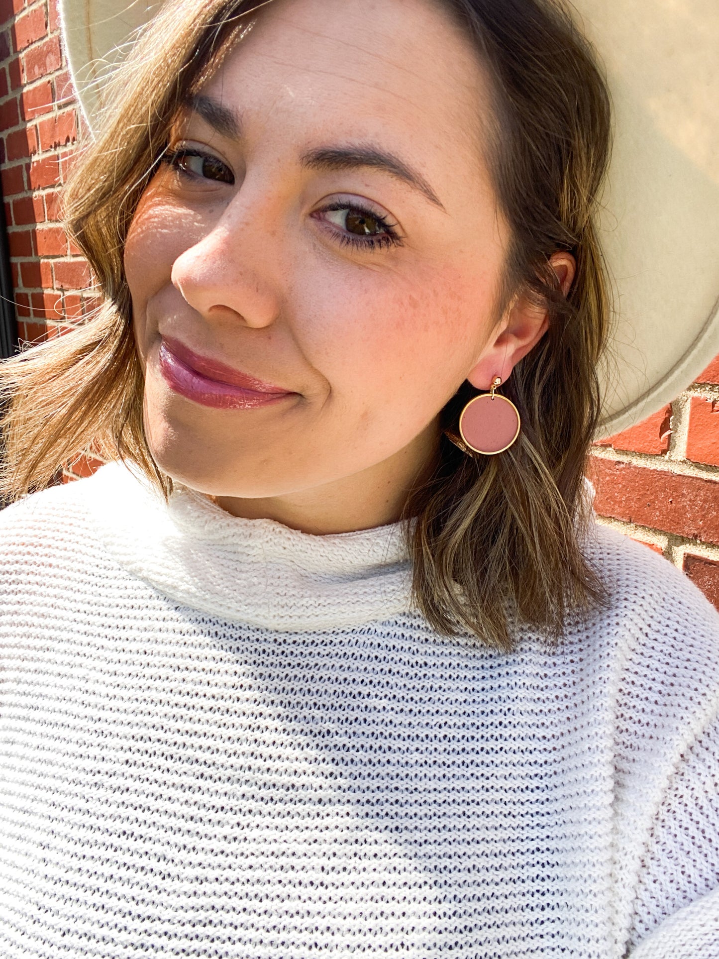 Spring Pink Clay Fancy Stud Style Earrings