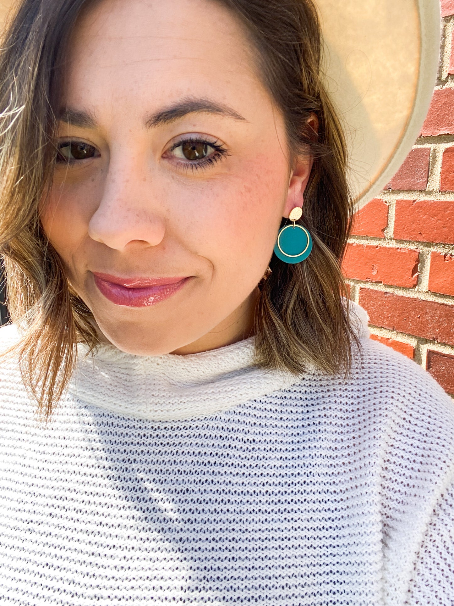 Dainty Turquoise Clay Earrings | Gold Accents | Lightweight